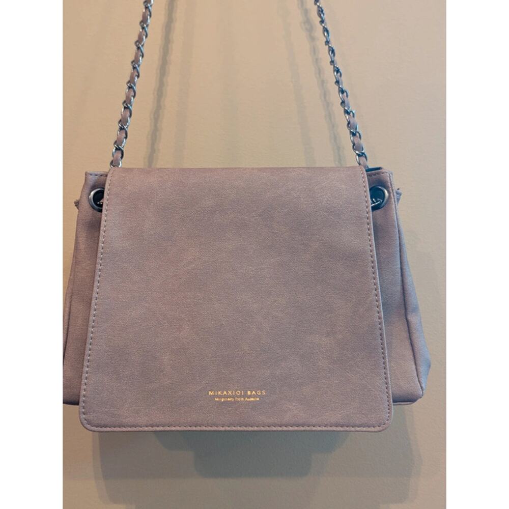 Mikaxiqi Australia Taupe Crossbody Bag Quiet Luxury Minimalist Vegan Suede - Picture 2 of 5